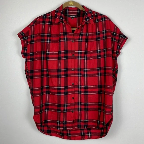 Madewell Central Shirt in Dahl Plaid Red XS - Picture 5 of 14